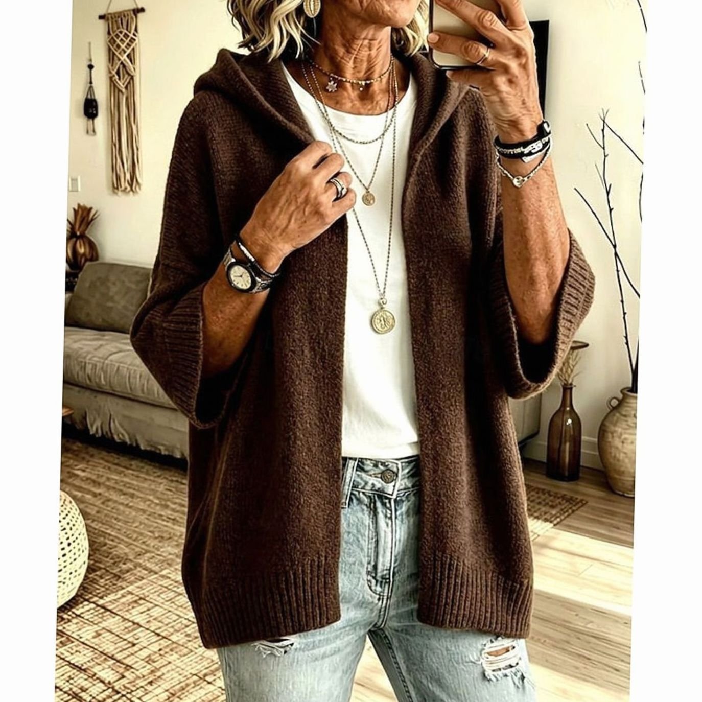 Charlotte - Cardigan Élégant Oversize Capuche