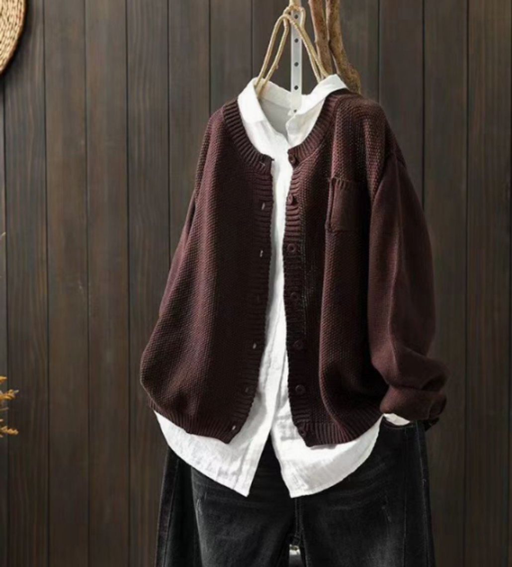 Delphine - Cardigan Élégant Oversize Grosse Maille