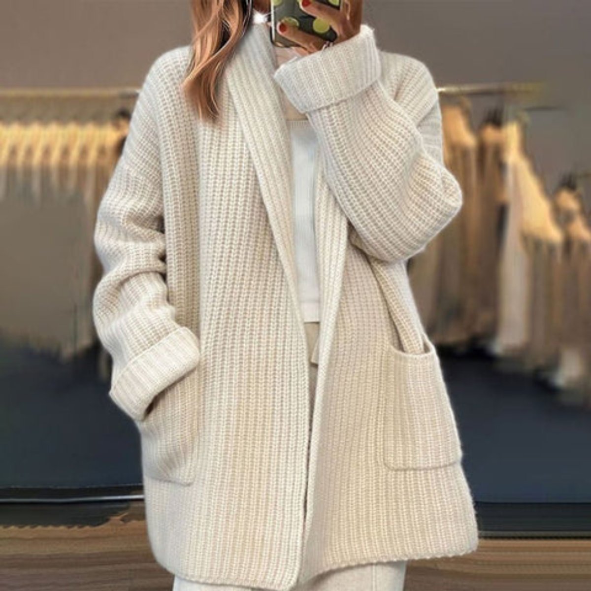 Isabelle - Cardigan Élégant Oversize Grosse Maille