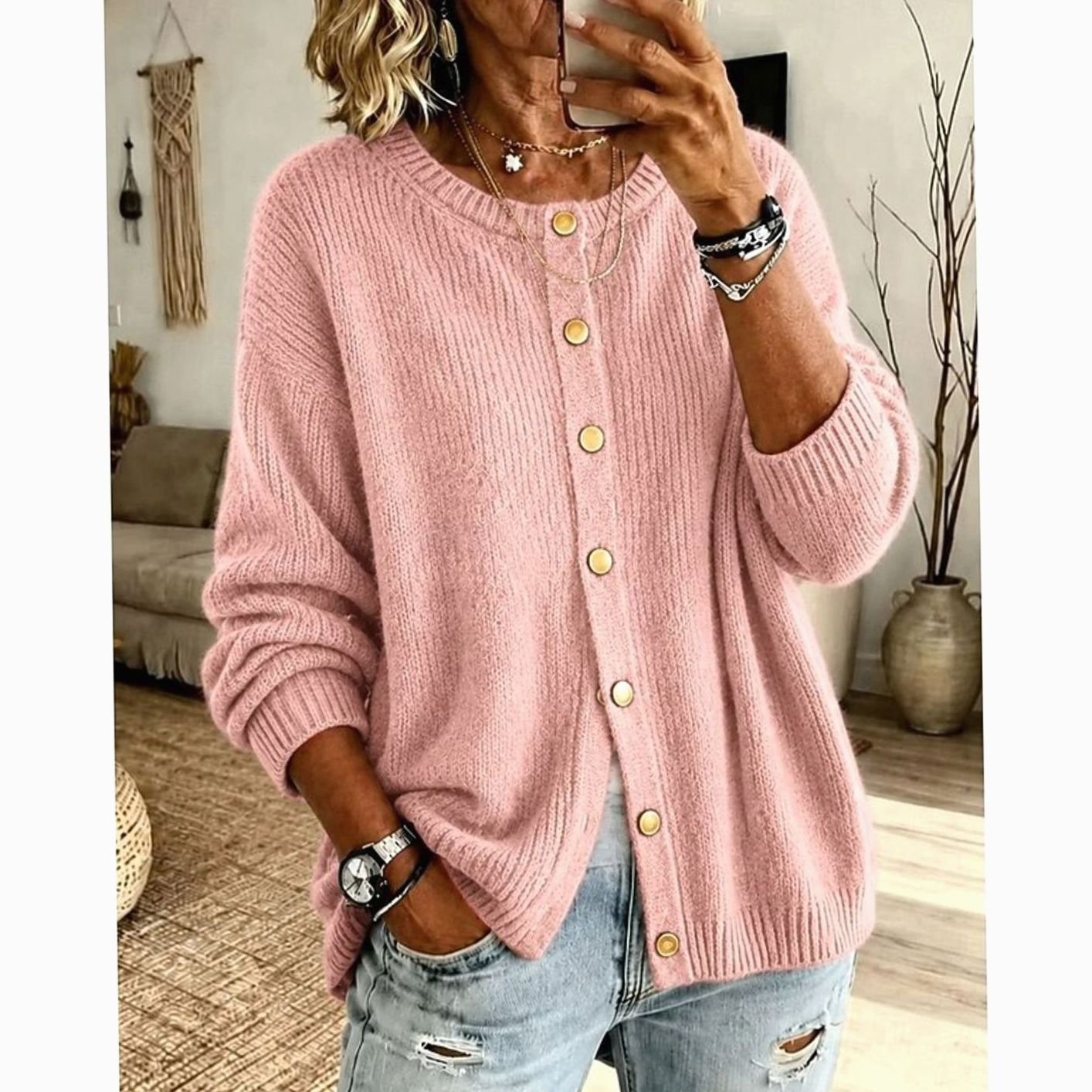 Isabelle - Cardigan Élégant Oversize Boutonné