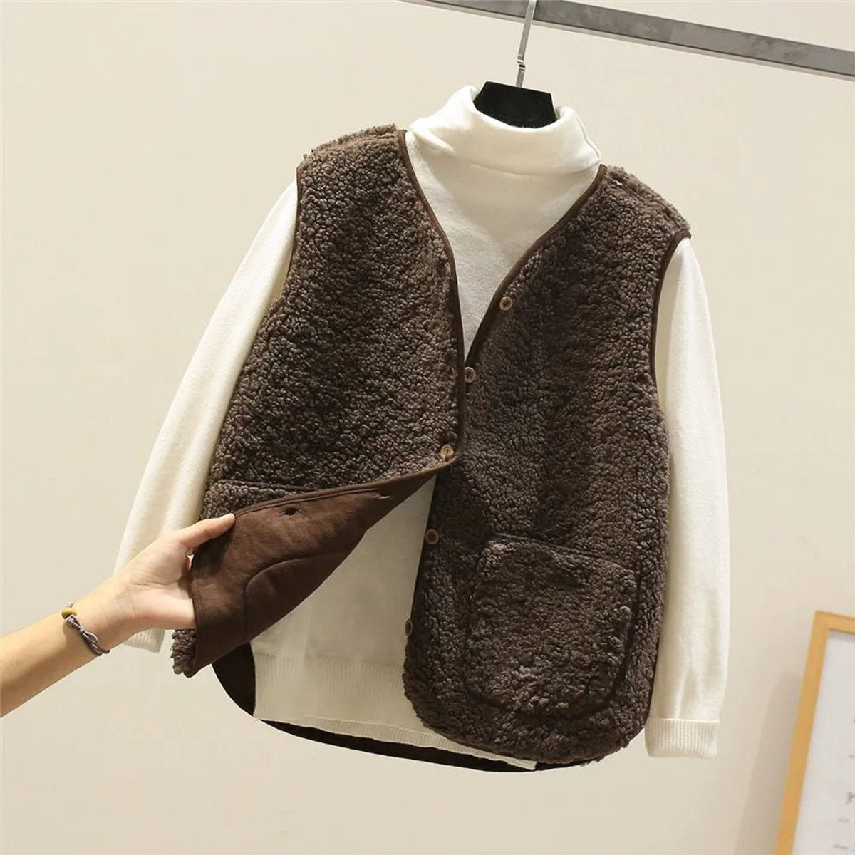 Christine - Gilet Élégant Sherpa Ample
