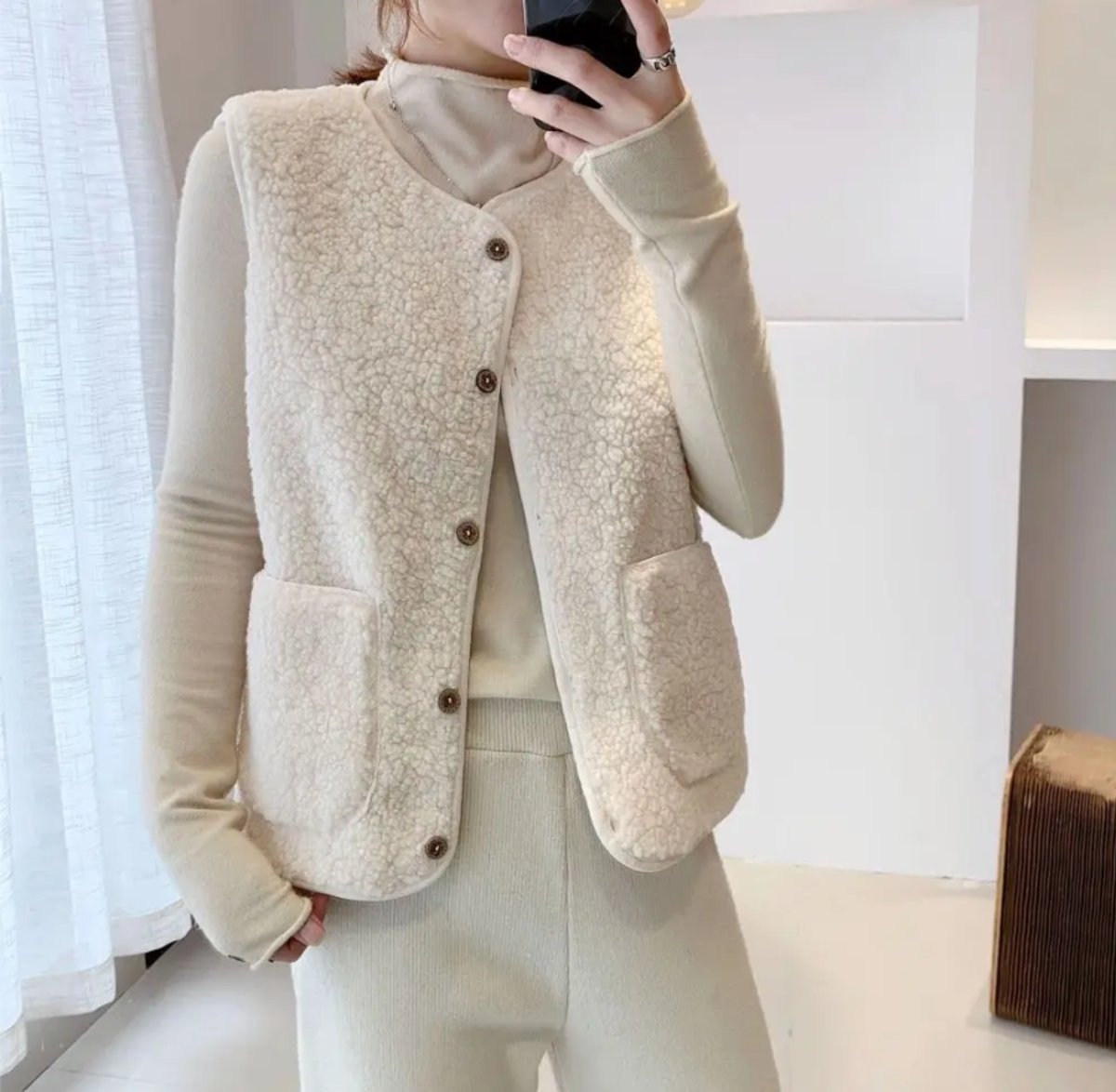 Christine - Gilet Élégant Sherpa Ample