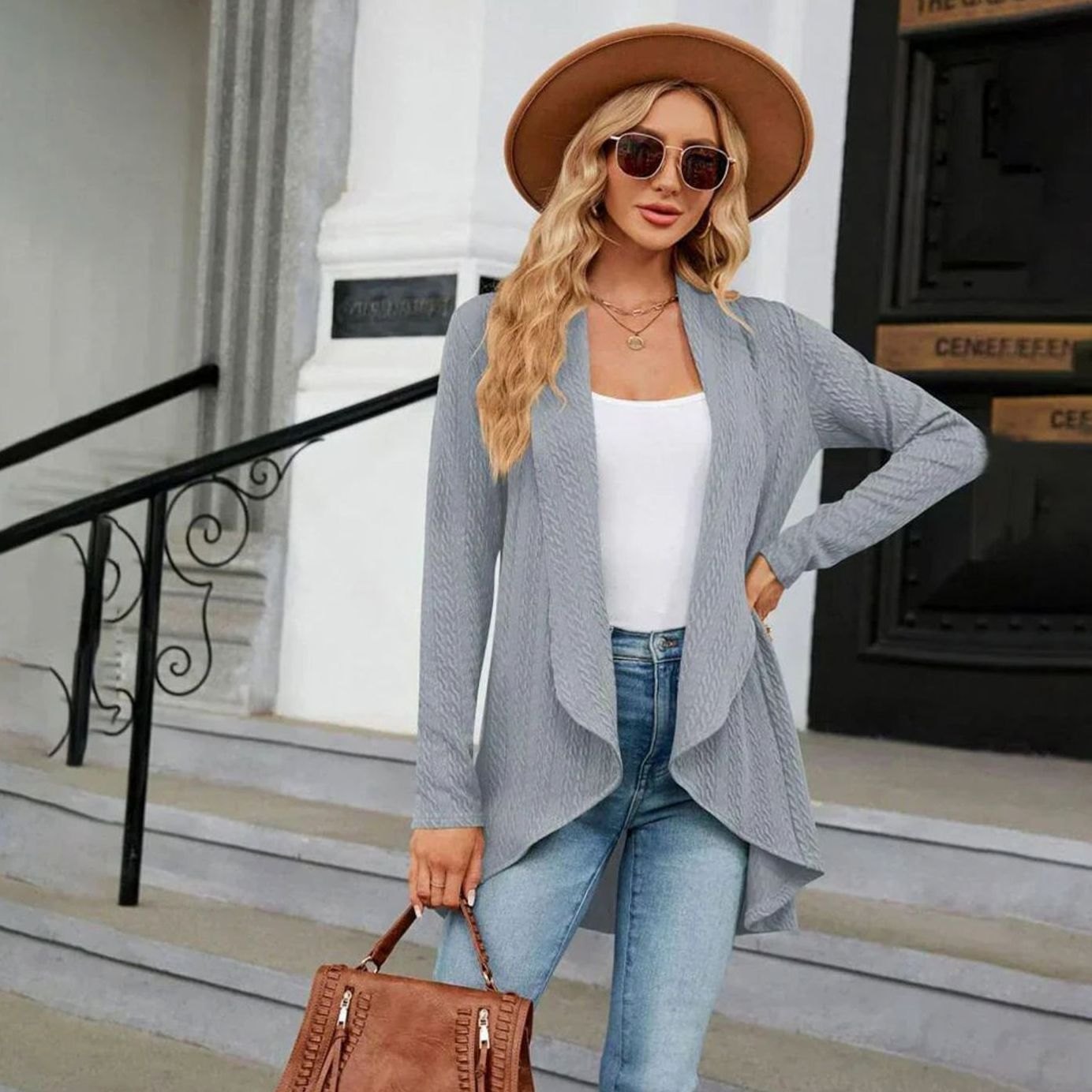 Delphine - Cardigan Élégant Ample Asymétrique