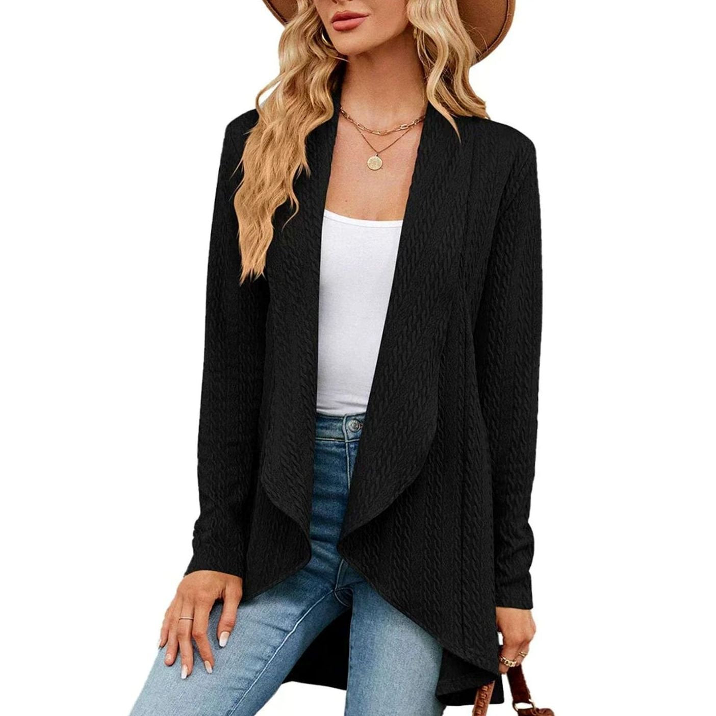 Delphine - Cardigan Élégant Ample Asymétrique