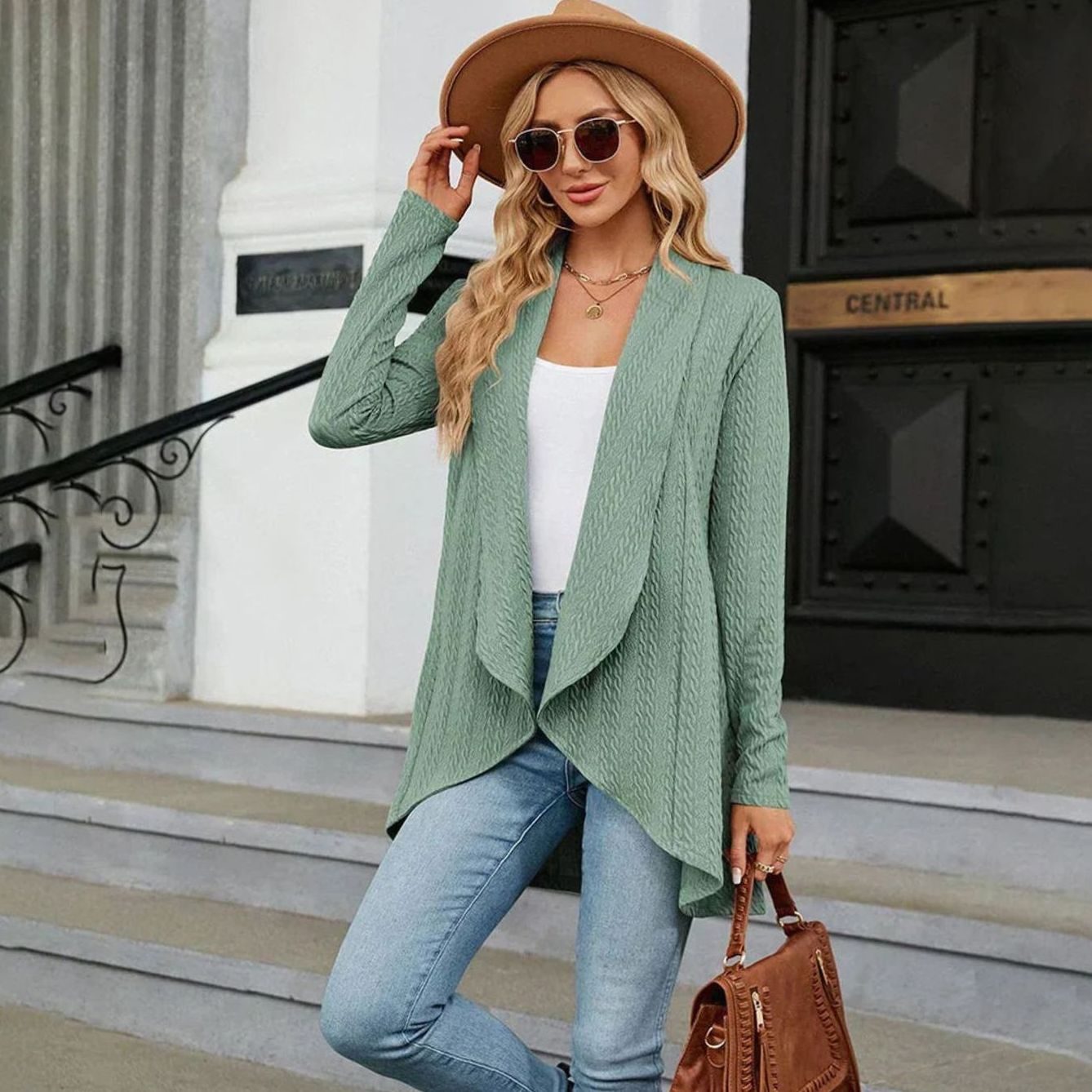 Delphine - Cardigan Élégant Ample Asymétrique