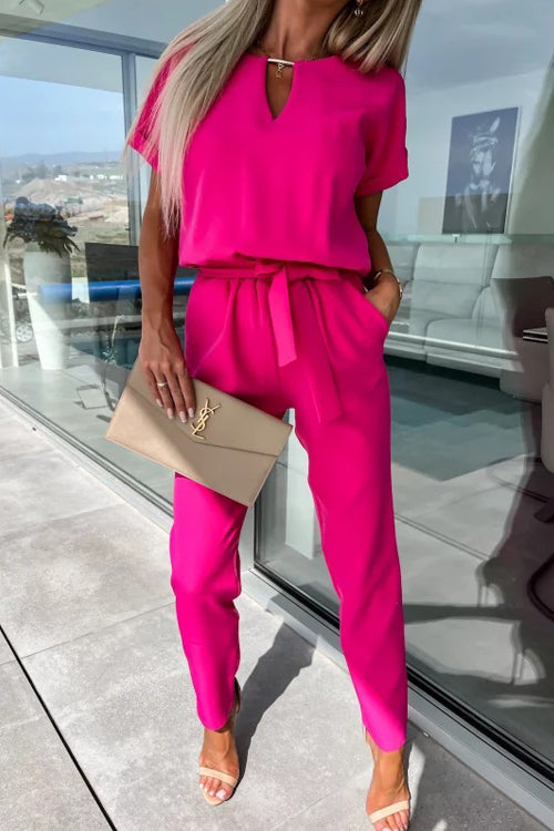 Image variant pour Madalena - Salopette noire femme - Col en V avec taille élastique et poches-11