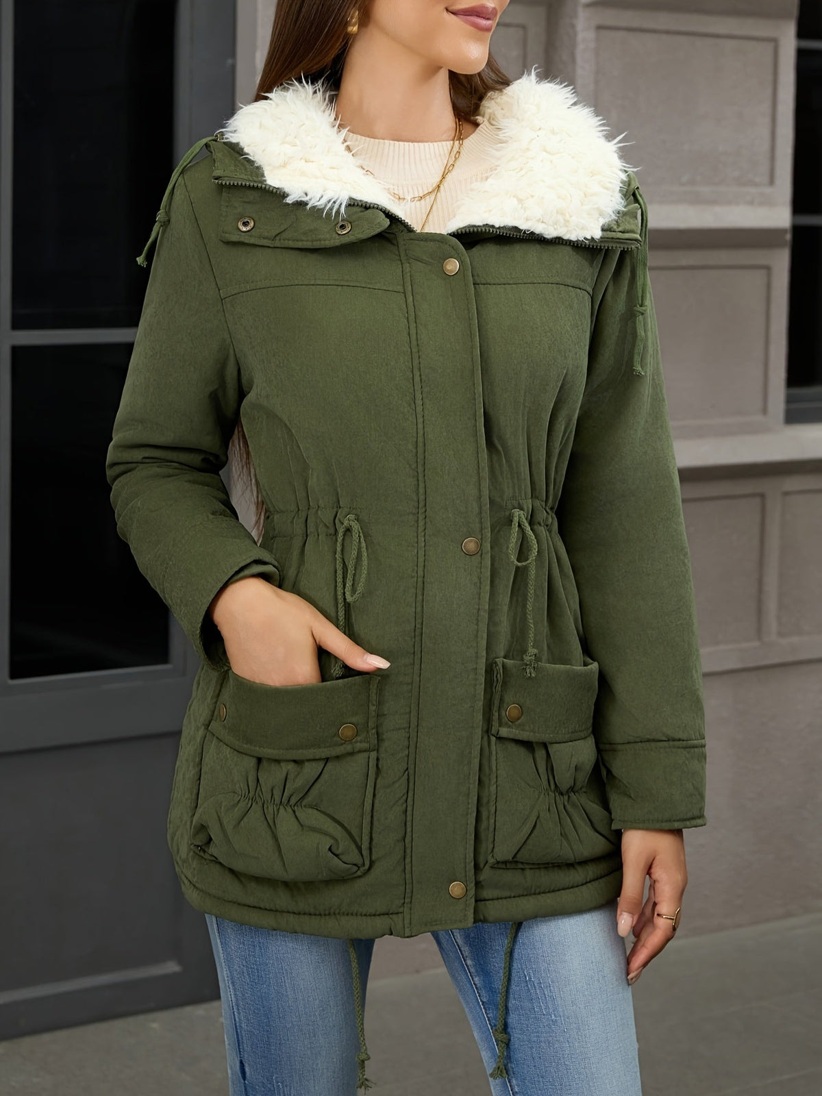 Sylvie - Parka Féminine Courte Col Fourré
