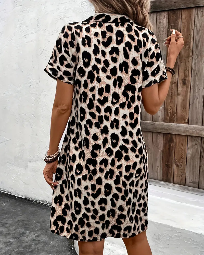 Caroline - Robe Courte Femme Léopard