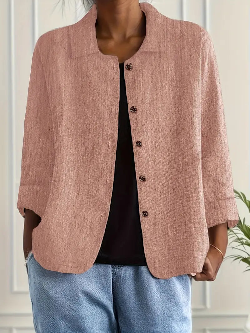 Sylvie | Cardigan Élégant Col Chemise Boutonné