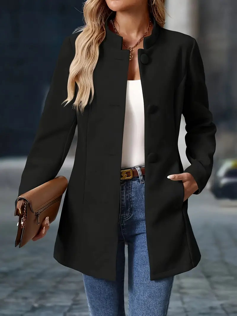Manon - Veste Élégante Col Montant Boutonnée