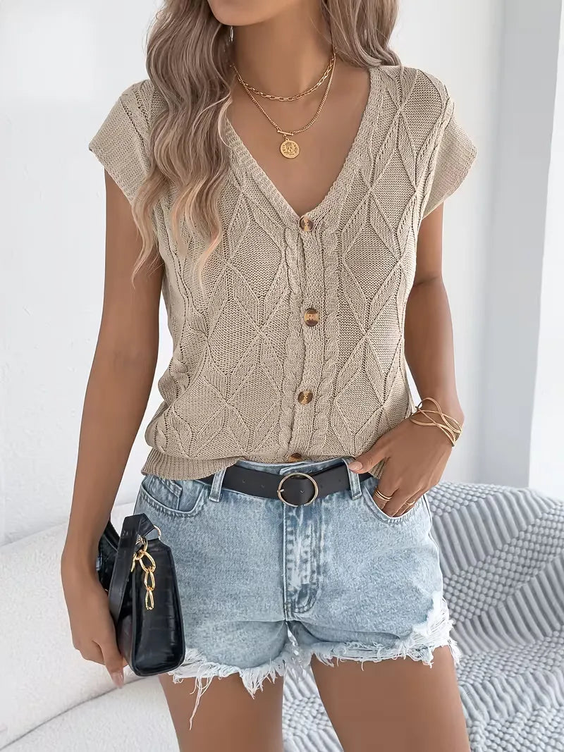 Manon - Gilet Flatteur Col V Boutonné