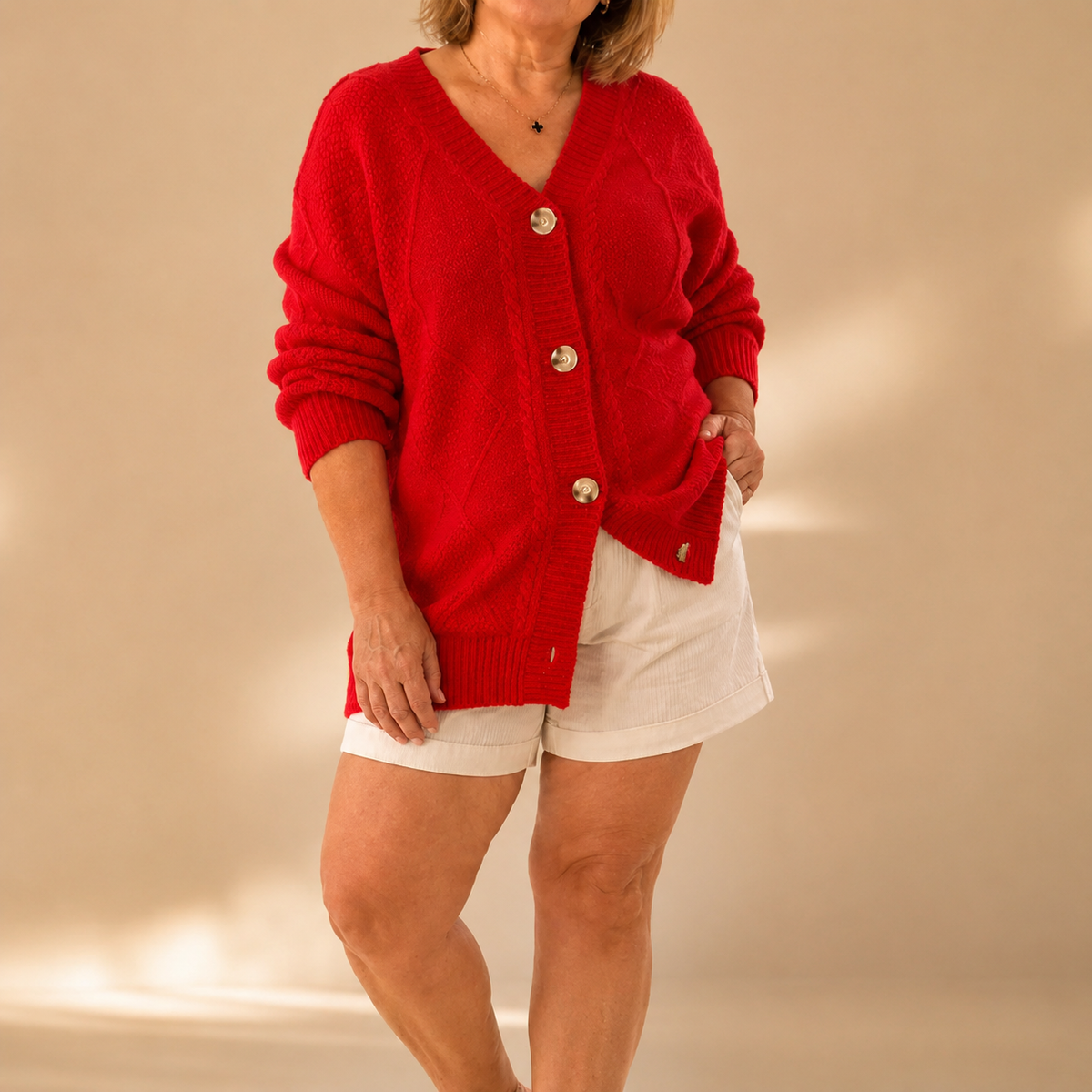 Delphine - Cardigan Élégant Court Boutonné
