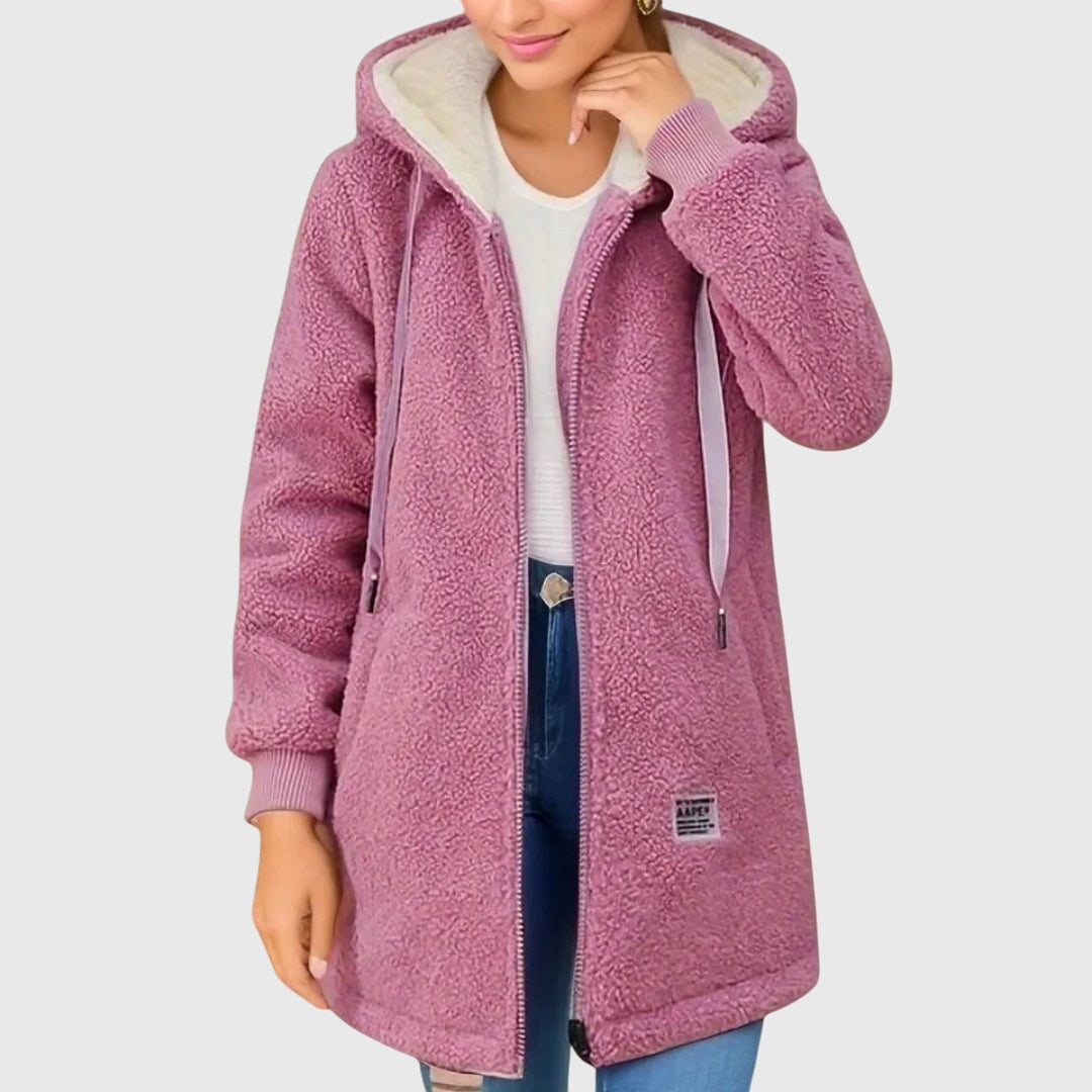 Nathalie - Manteau Élégant Peluche Long
