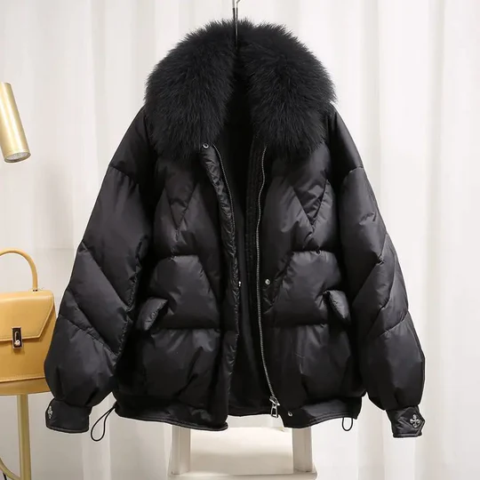Karine - Doudoune Chic Oversize Col Fourré