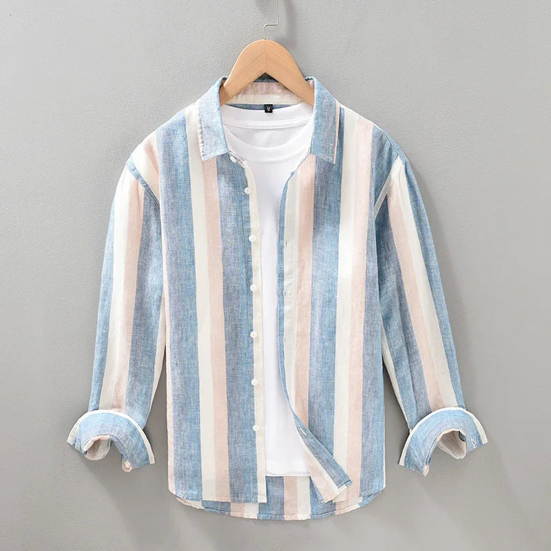 Image variant pour Jeroen - Chemise en lin rayée - Élégante - Hommes-13