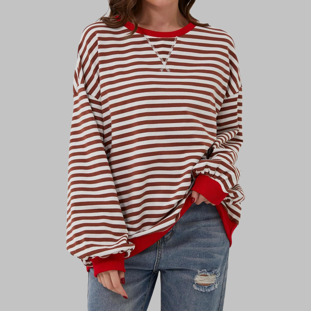 Priya - Pull Chic Rayé Col Rond