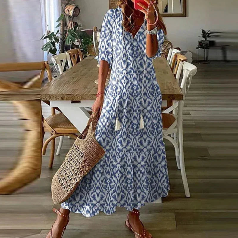 Émilie - Robe Maxi Bohème Fleurie Aquarelle Femme