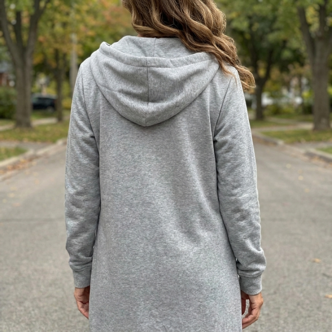 Sophie - Cardigan Élégant Maxi Zippé à Capuche