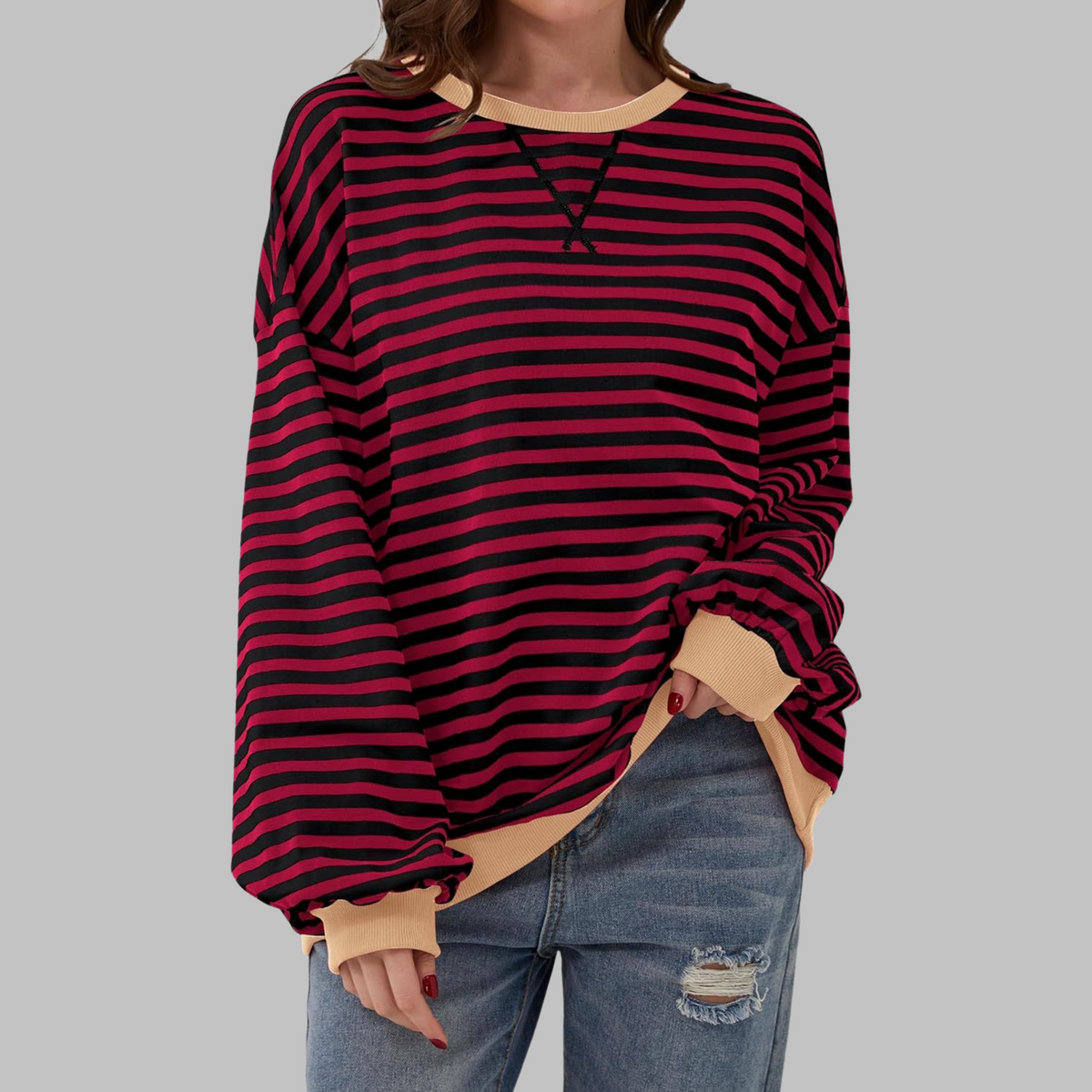 Priya - Pull Chic Rayé Col Rond