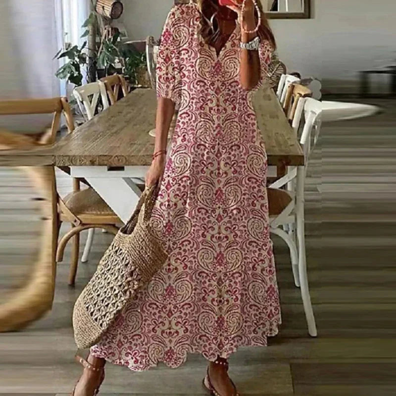 Émilie - Robe Maxi Bohème Fleurie Aquarelle Femme