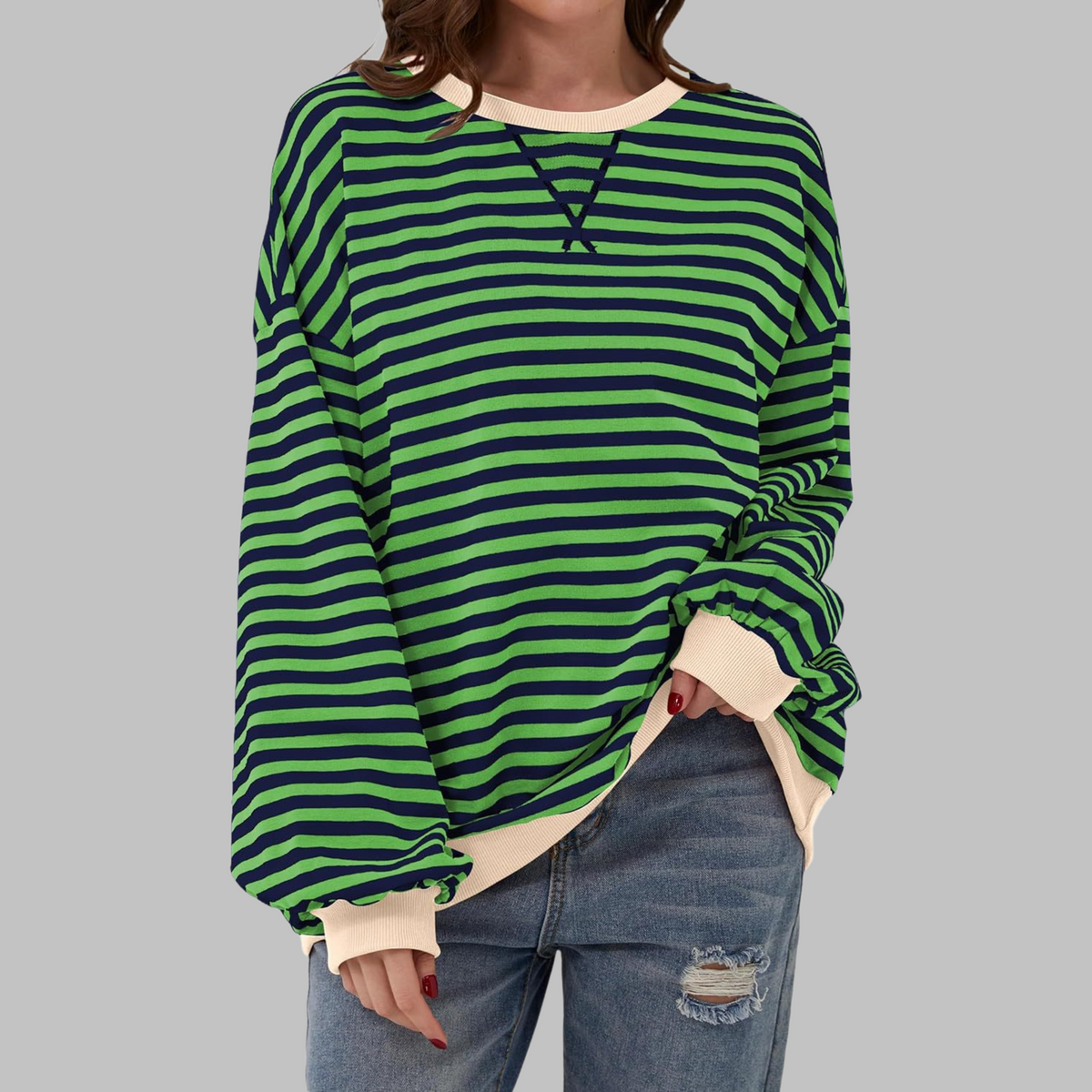 Priya - Pull Chic Rayé Col Rond