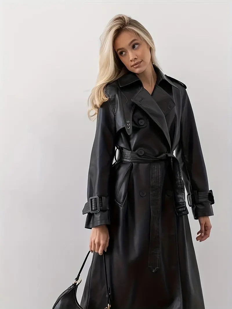 Nathalie | Trench Chic Cuir Ceinturé