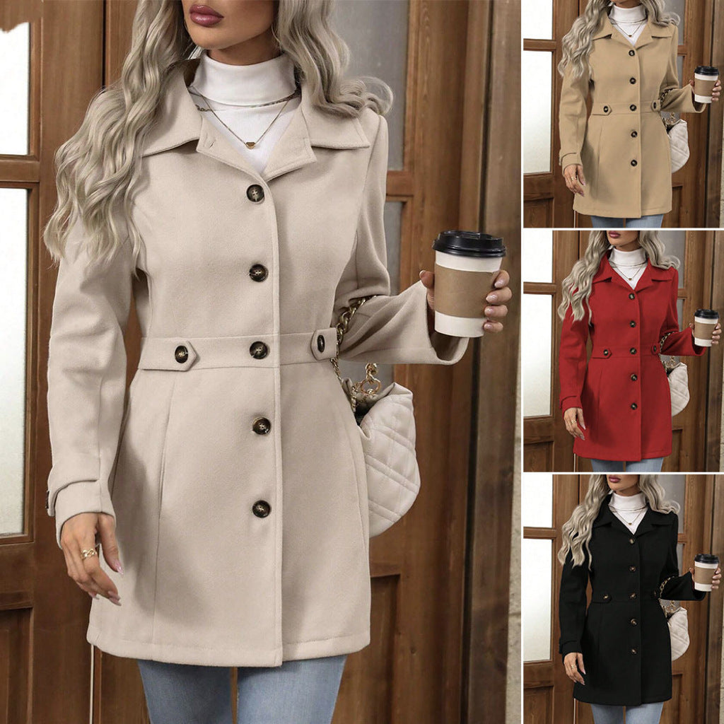 Karine | Manteau Élégant Mi-Long Laine