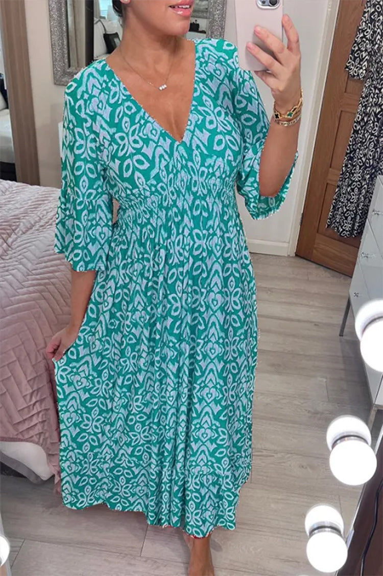 Capucine - Robe maxi avec col en V et jupe fluide pour une allure estivale