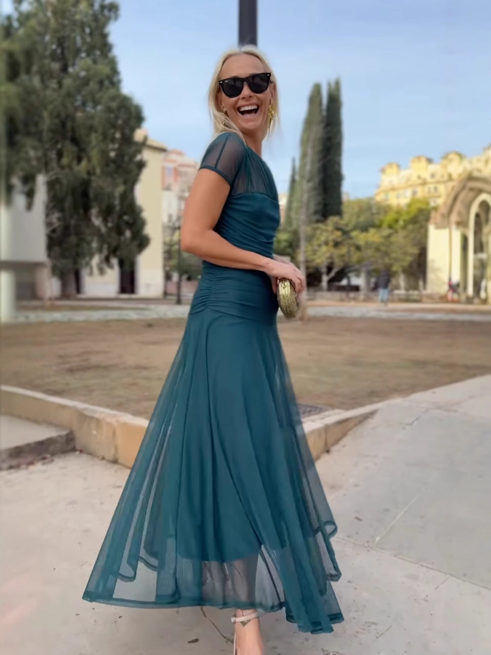 Robe Longue Femme en Mousseline Élégante - Delphine