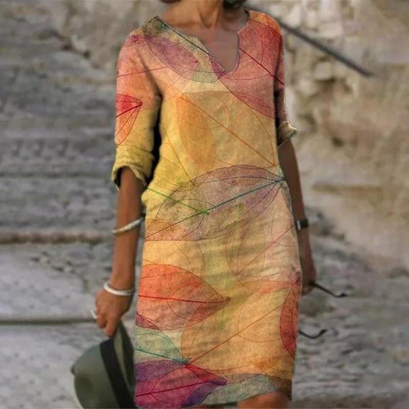 Camille - Robe Lin Fleurie Élégante