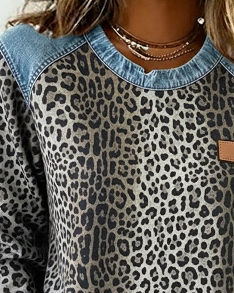 Sylvie - Pull Chic Léopard Patchwork