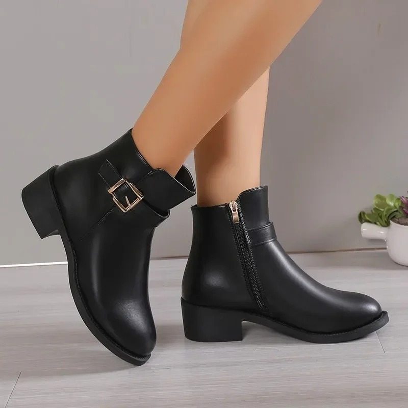 Zoé - Bottines avec talon épais et fermeture éclair pour un look élégant