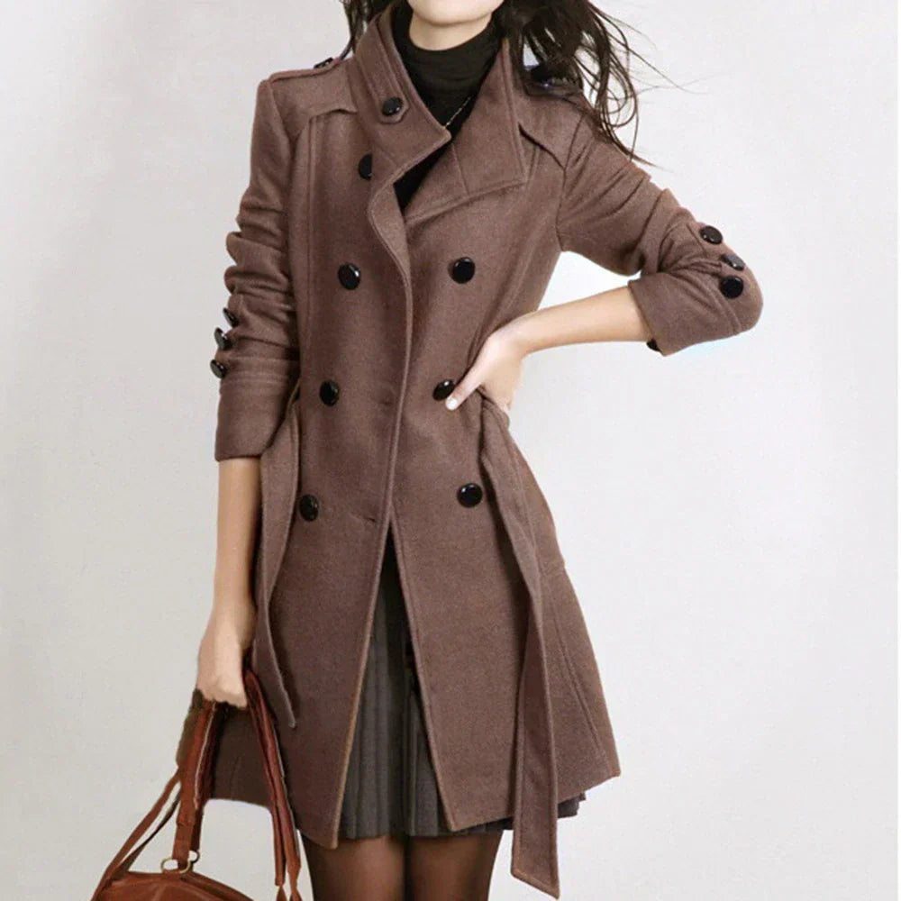 Nina - Manteau Ceinturé Marron