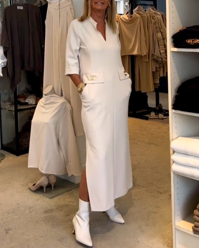 Héloïse - Robe fendue avec détails stylés pour un look raffiné