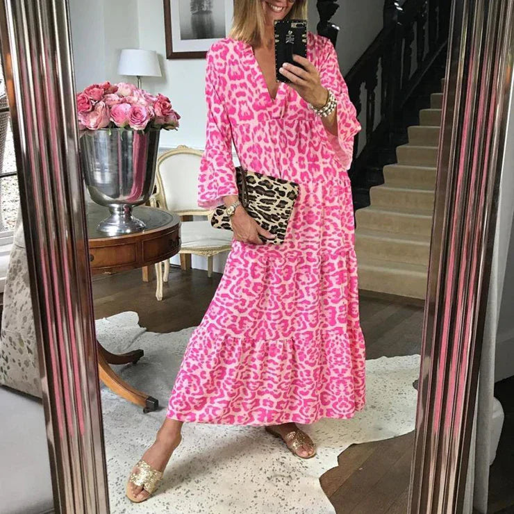 Amélie - Robe Le Pink Chic à imprimé léopard pour une allure stylée