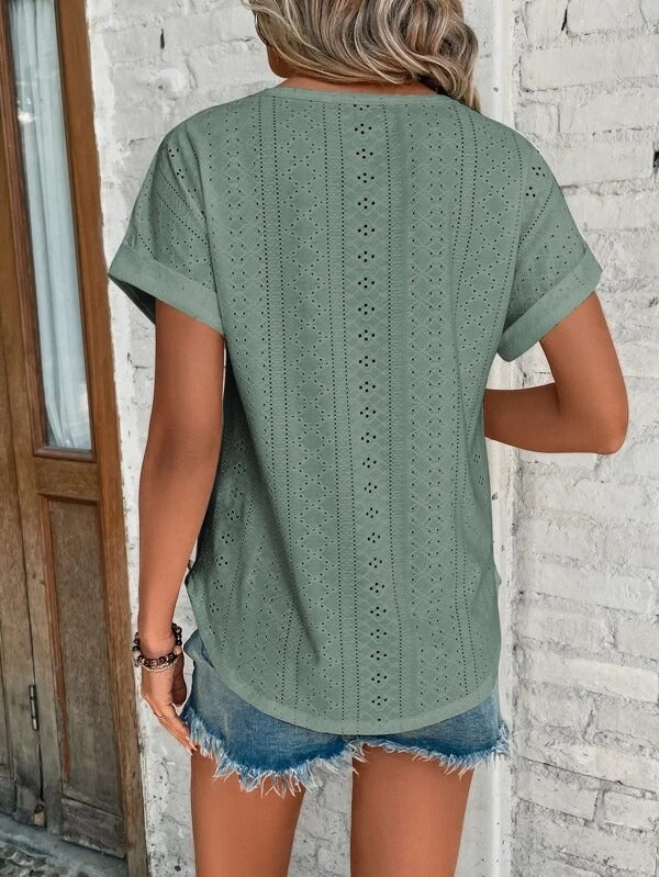 Constance - Blouse Broderie Anglaise Ajourée Femme