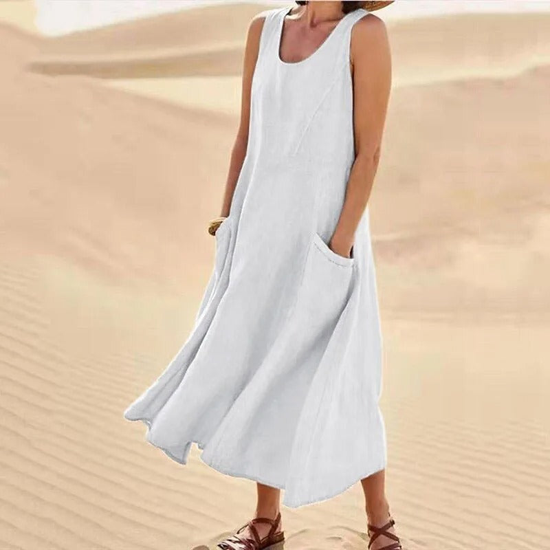 Camille - Robe Lin Sans Manches Longue Femme