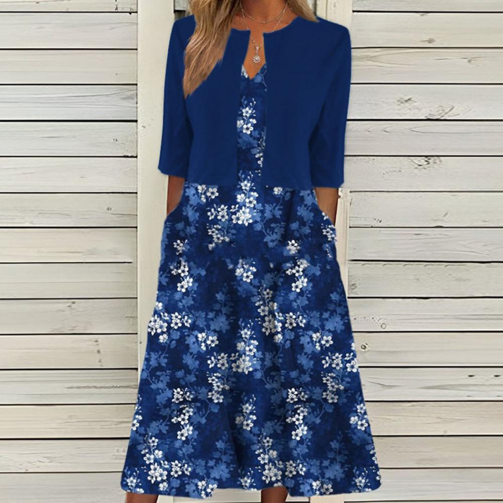 Sophie - Robe Deux Pièces Avec Boléro Fleurie Femme
