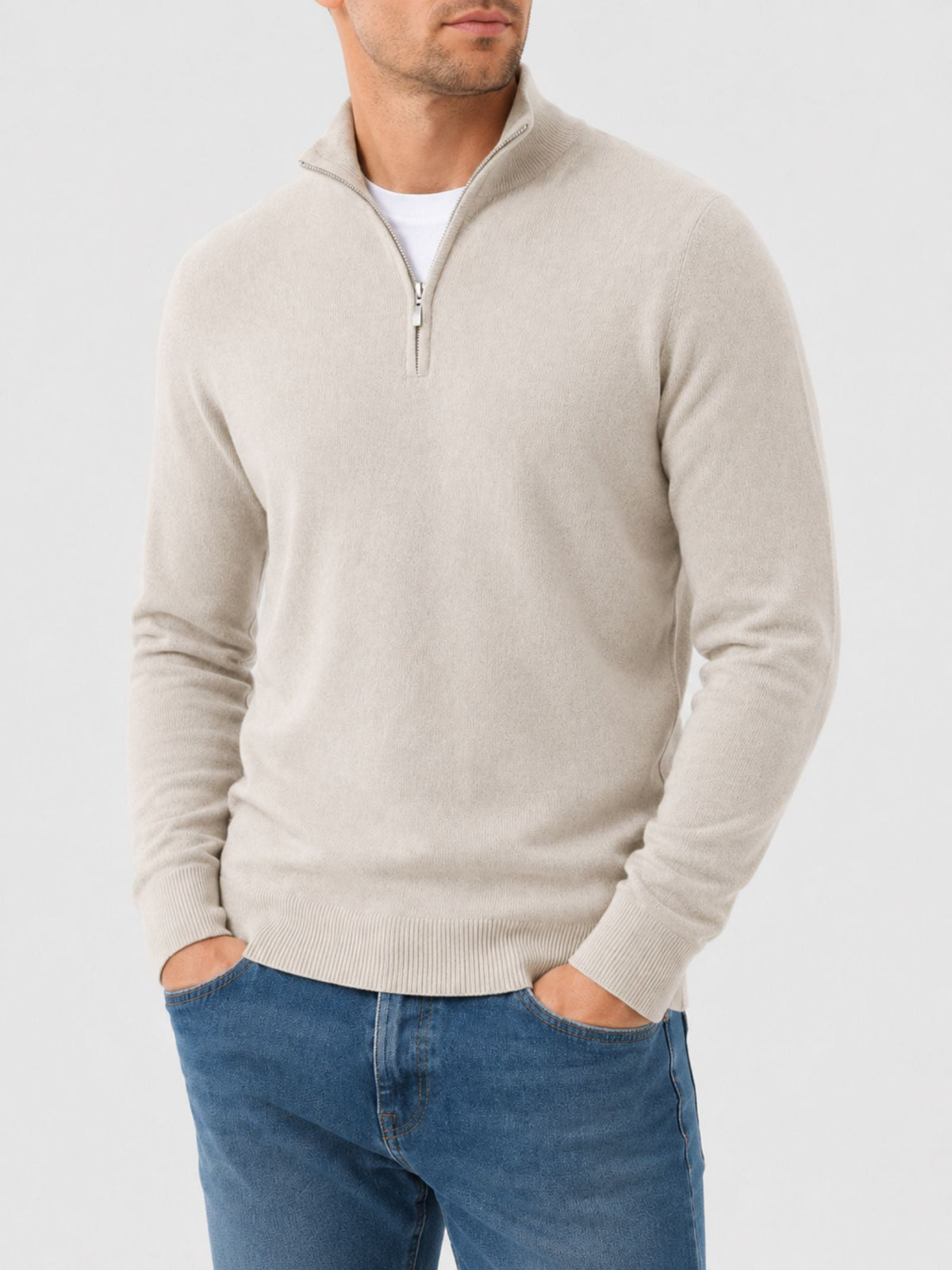 Julien - Pull Élégant Col Montant Zippé