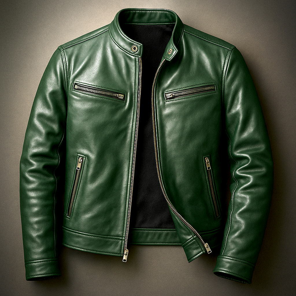 Vincent - Veste Élégante Cuir Col Montant