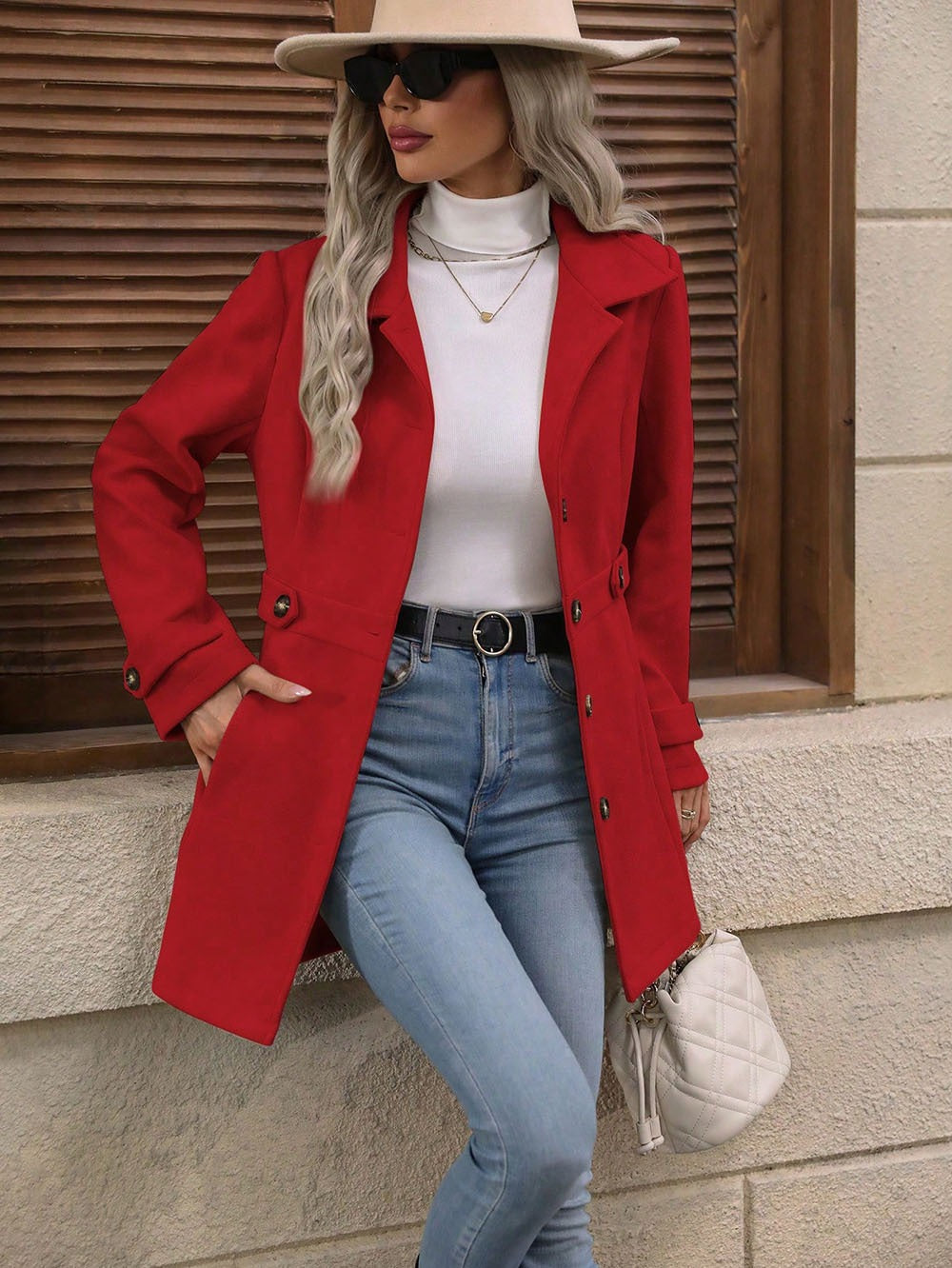 Karine | Manteau Élégant Mi-Long Laine