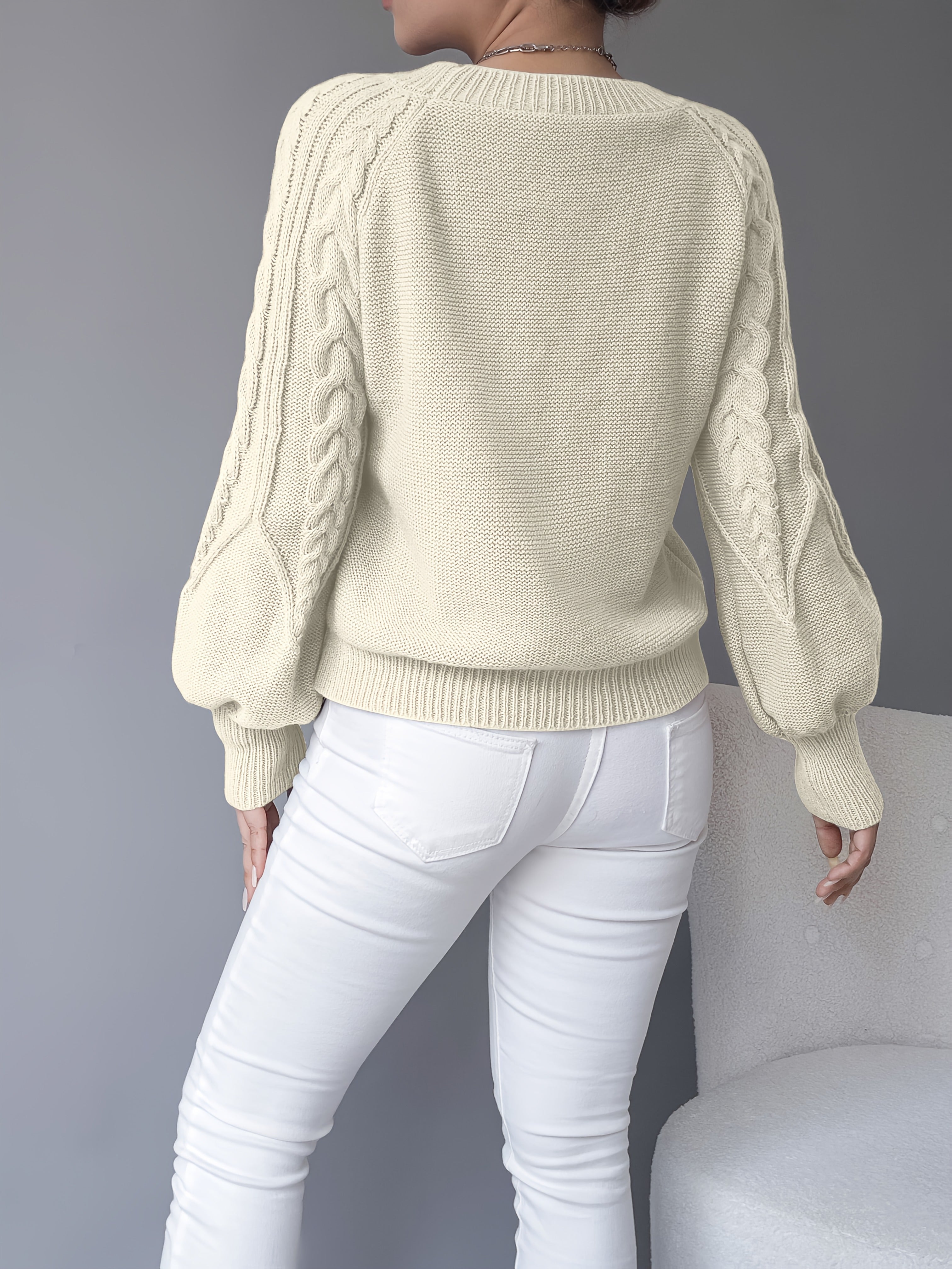 Sophie - Pull Élégant Torsadé Manches Bouffantes