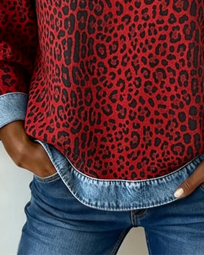 Sylvie - Pull Chic Léopard Patchwork