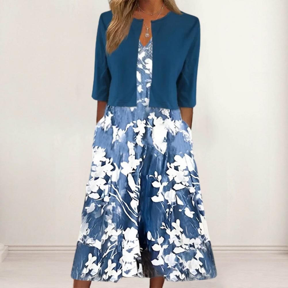 Sophie - Robe Deux Pièces Avec Boléro Fleurie Femme