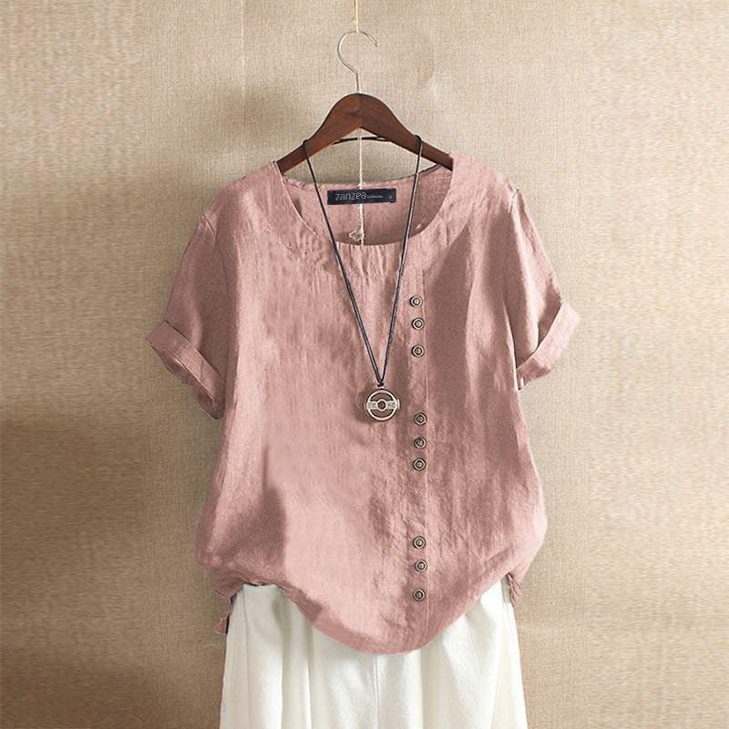 Chemise Femme En Lin Manches Courtes Bohème - Iris