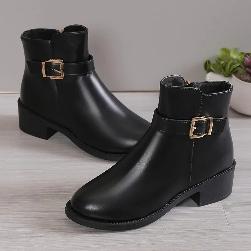 Zoé - Bottines avec talon épais et fermeture éclair pour un look élégant