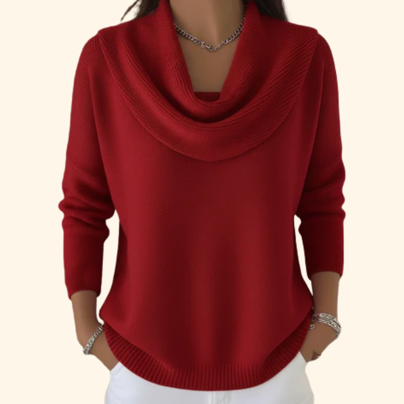 Delphine - Pull Élégant Col Bénitier Oversize