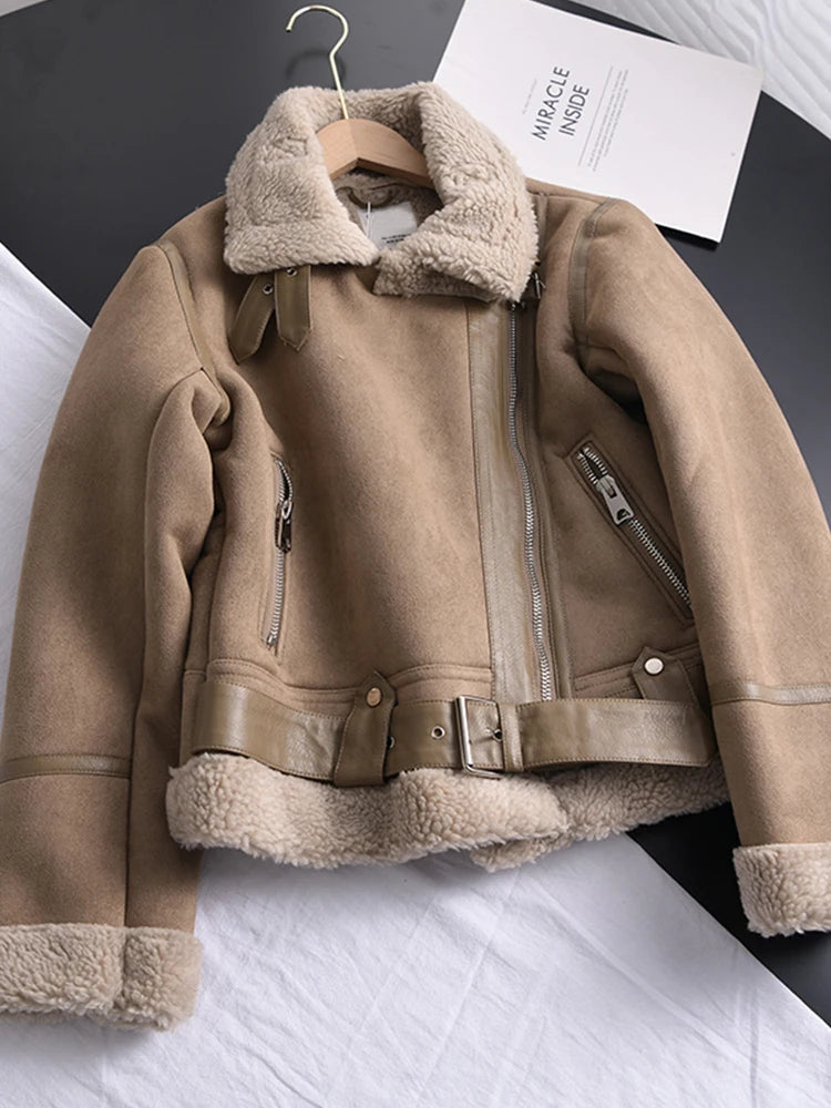 Olivia Suede Luxe - Manteau d'hiver élégant en daim