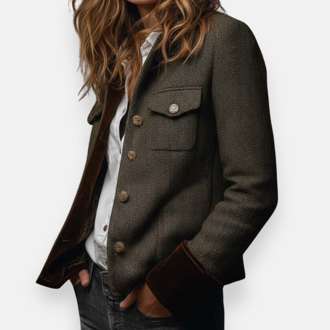 Émilie - Veste Élégante Vintage Chevrons