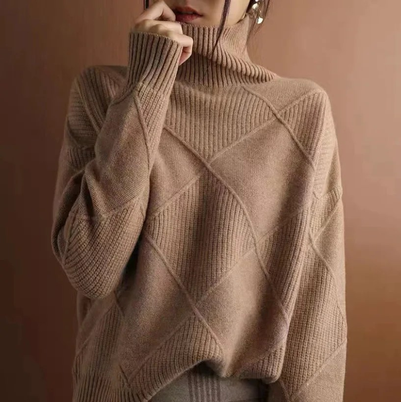 Émilie - Pull Élégant Oversize Col Roulé